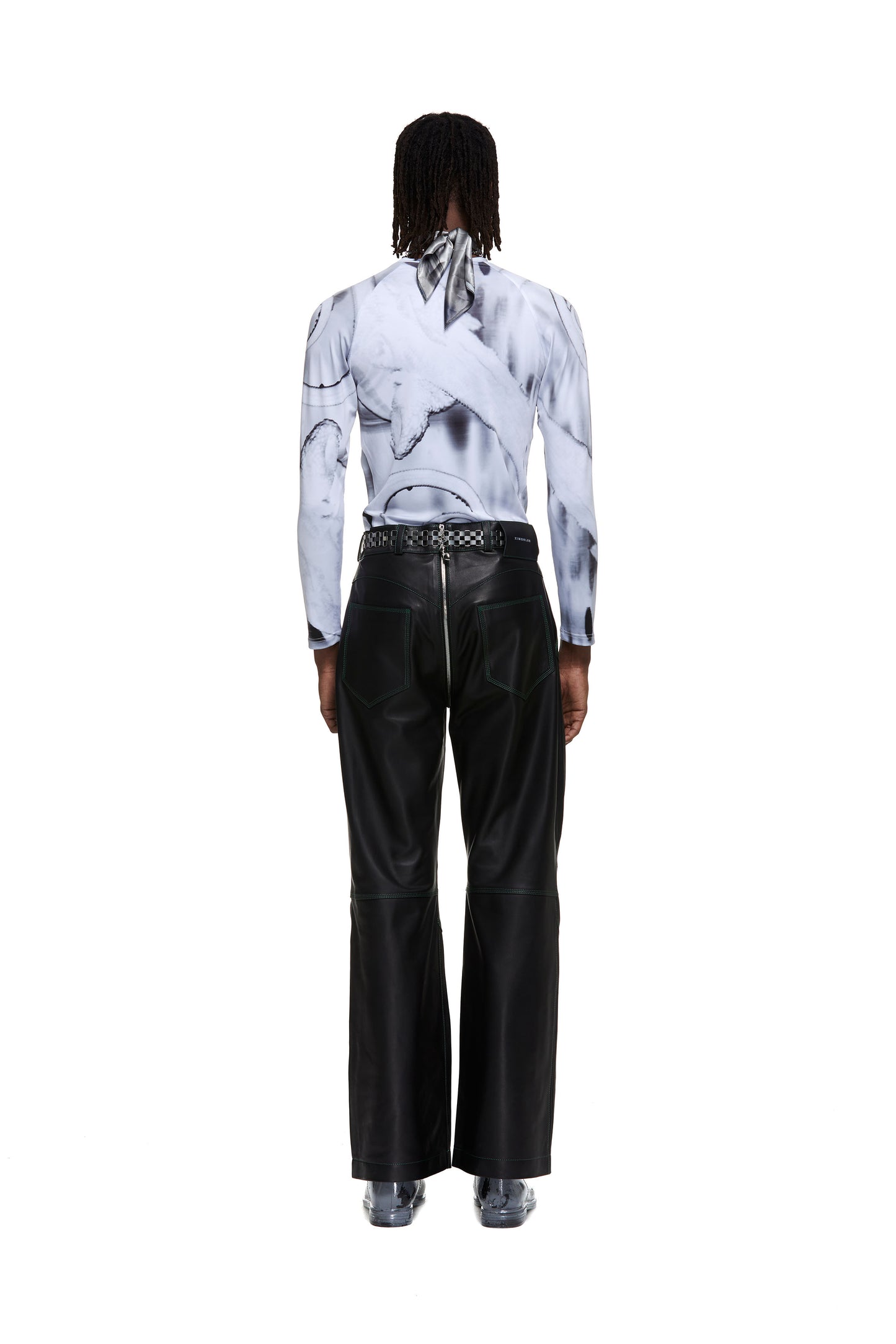 Panelled Leather Biker Pants