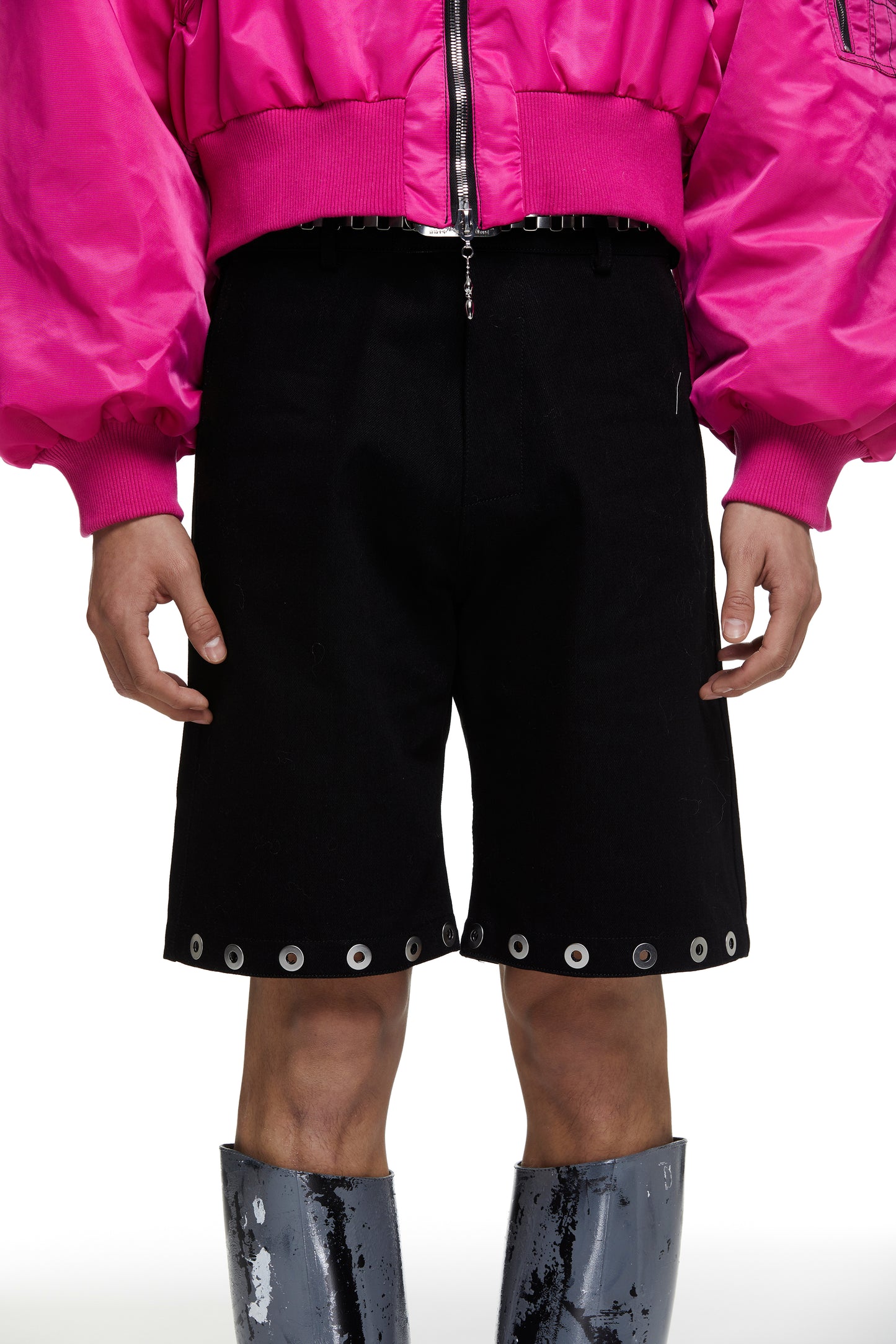Eyelet Denim Shorts