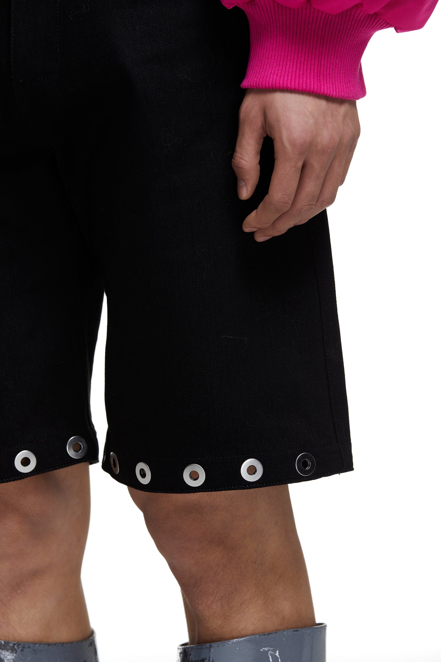 Eyelet Denim Shorts