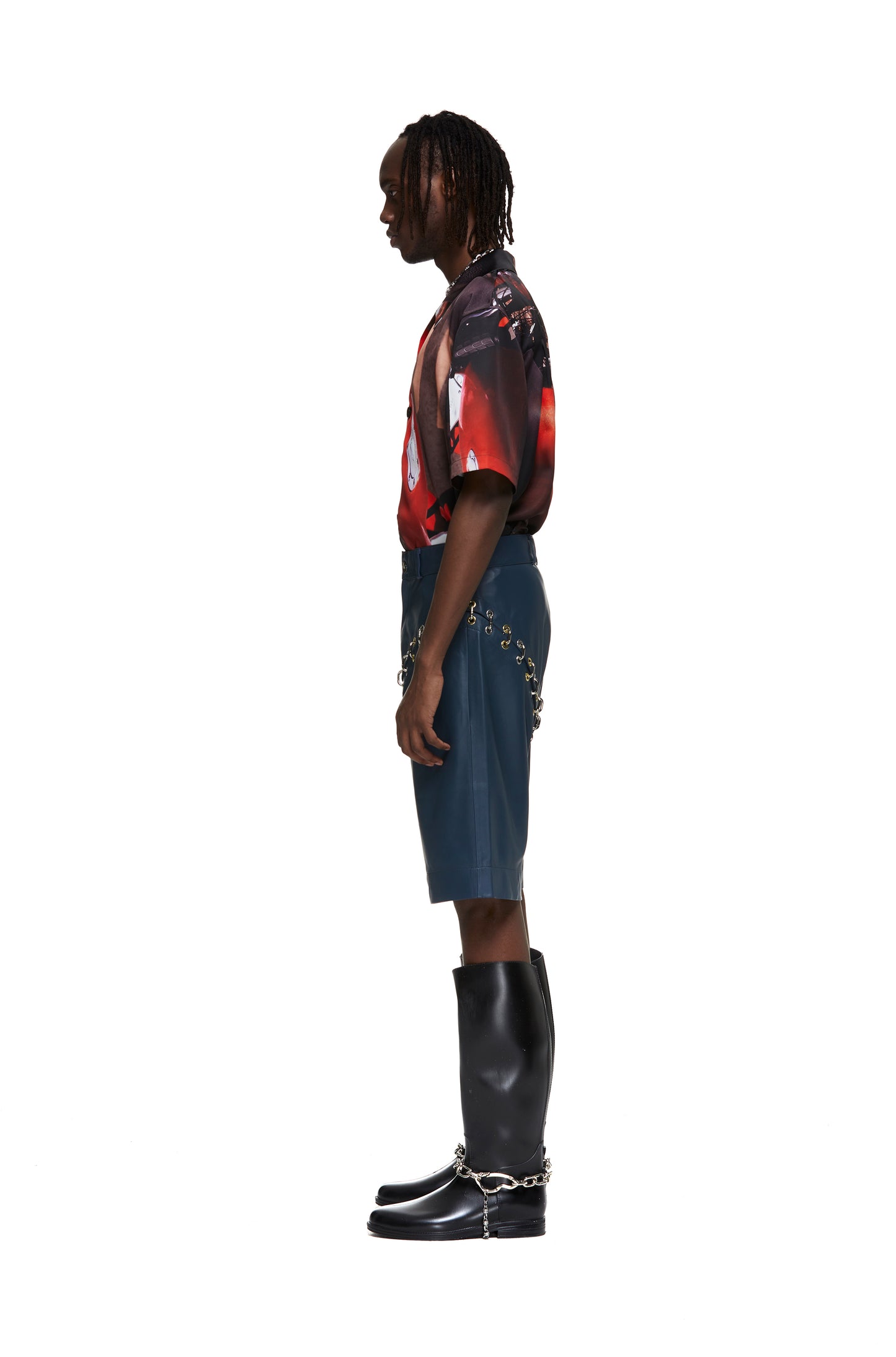 Chainlock Leather Shorts