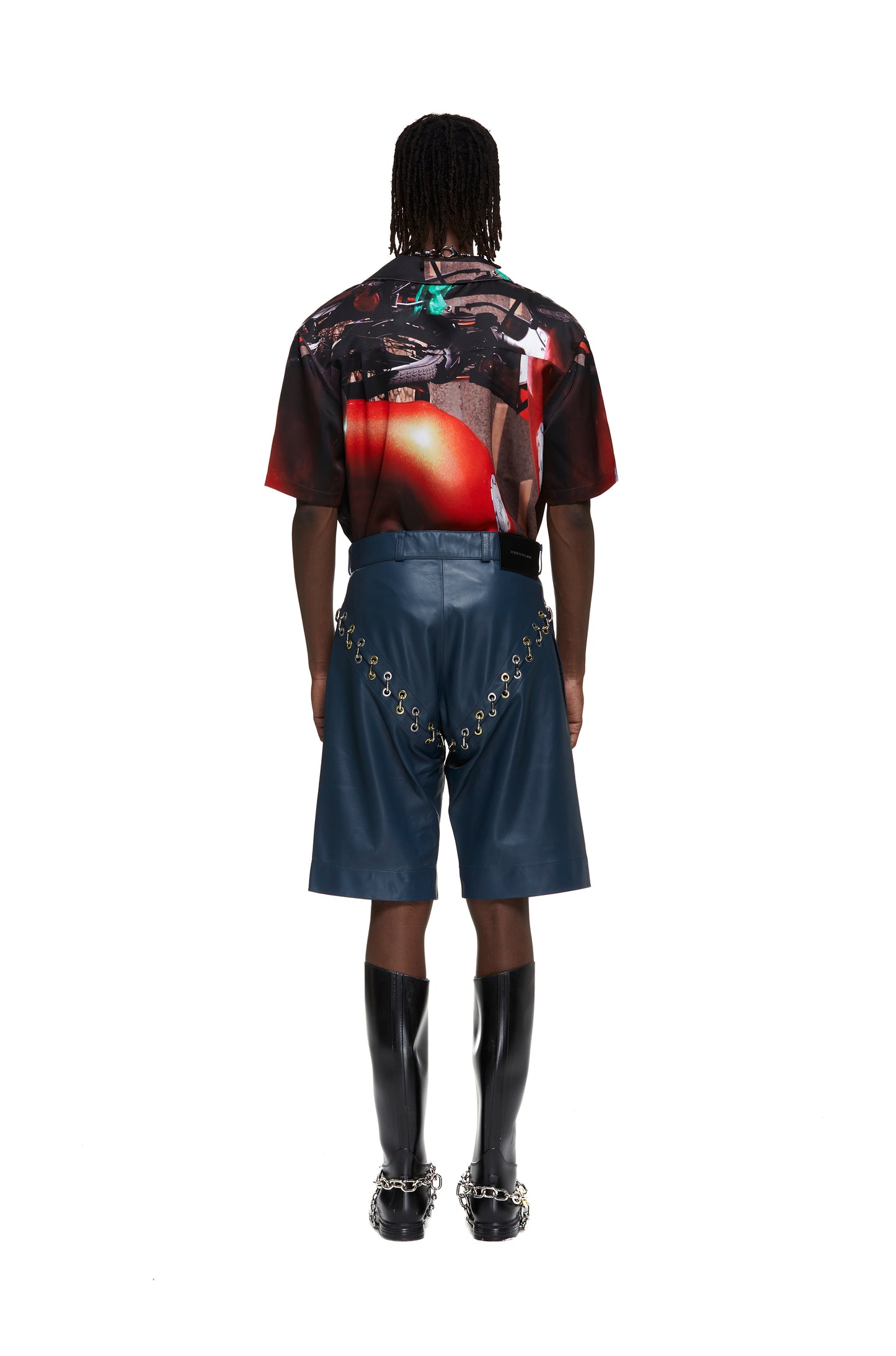 Chainlock Leather Shorts