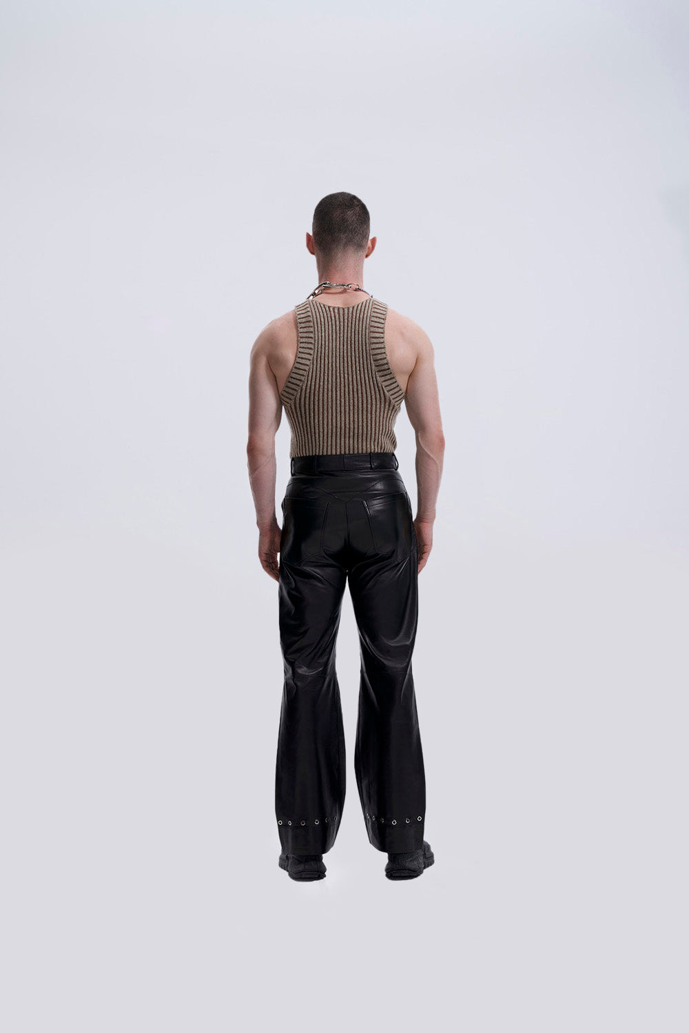 Biker Panelled Leather Trousers