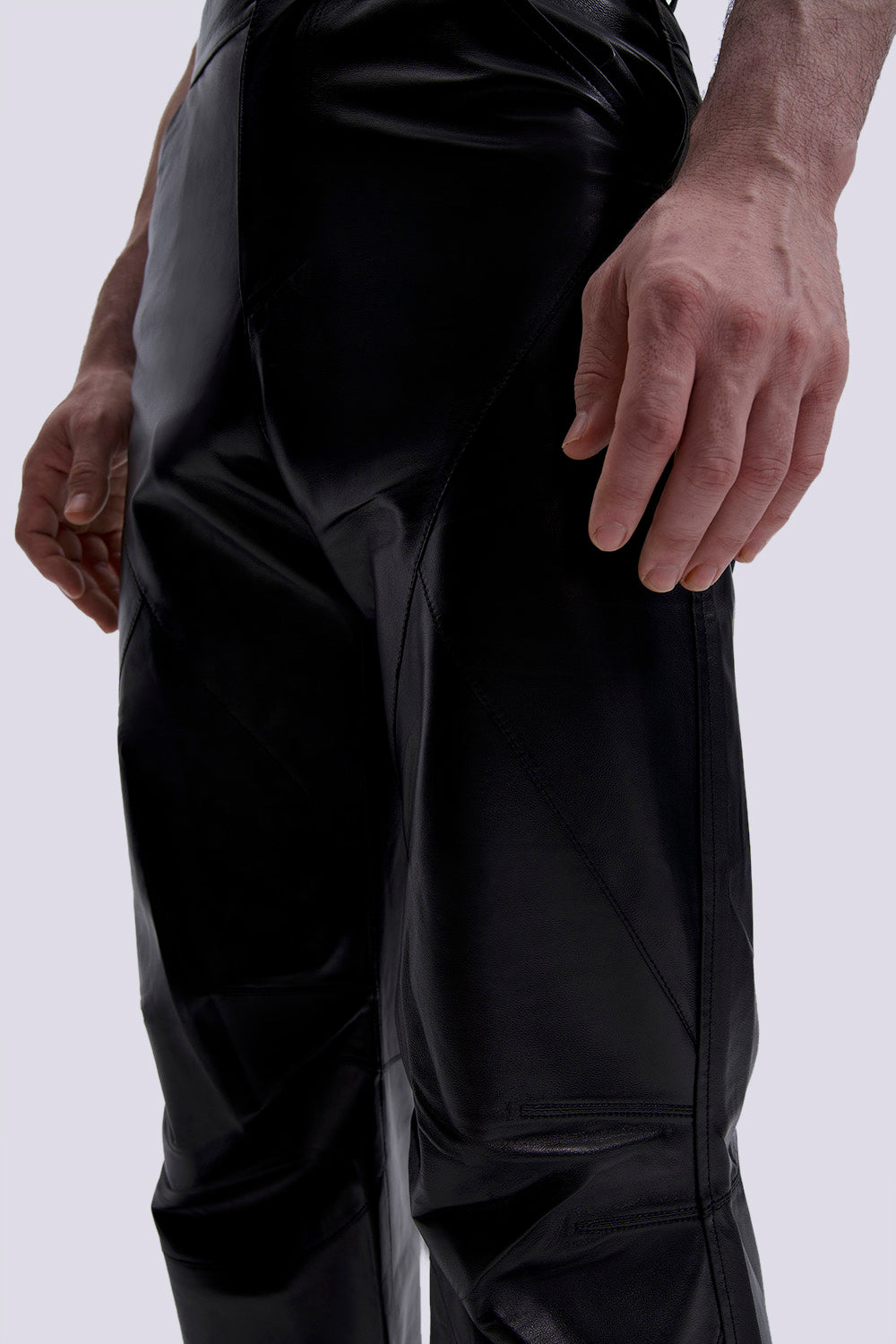 Biker Panelled Leather Trousers