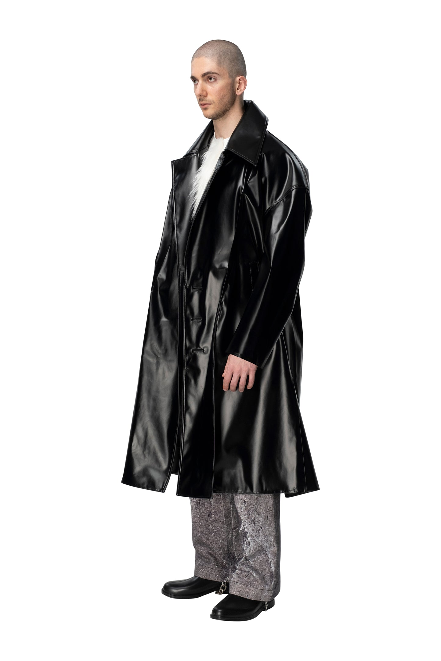 Drop Shoulder PU Coat