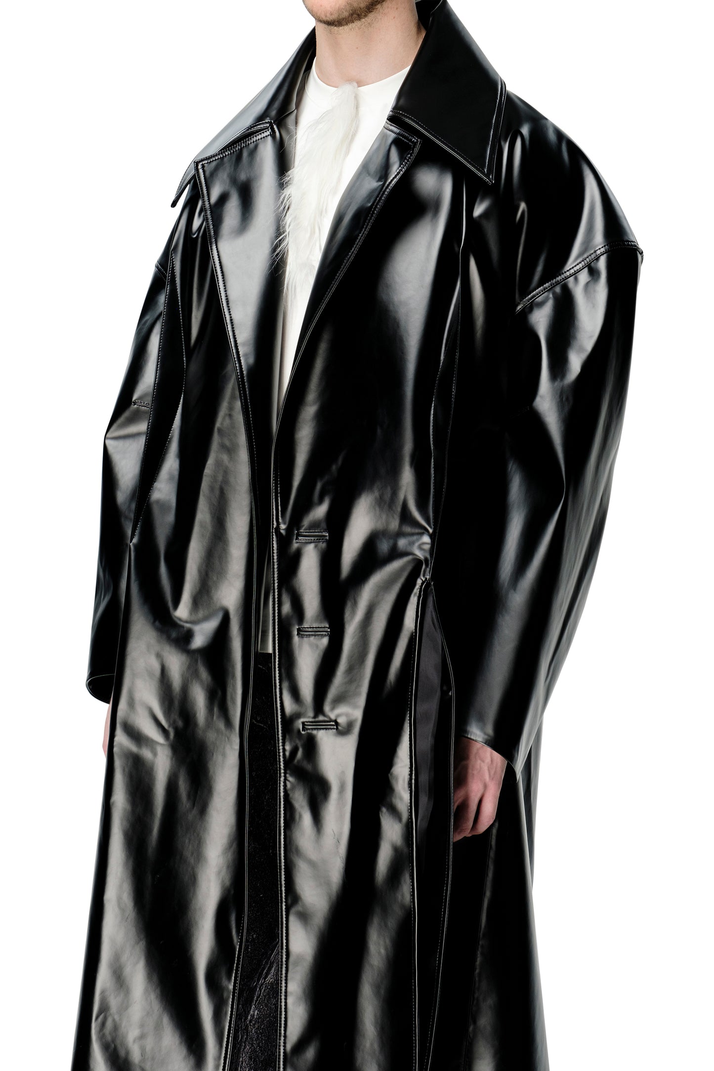 Drop Shoulder PU Coat