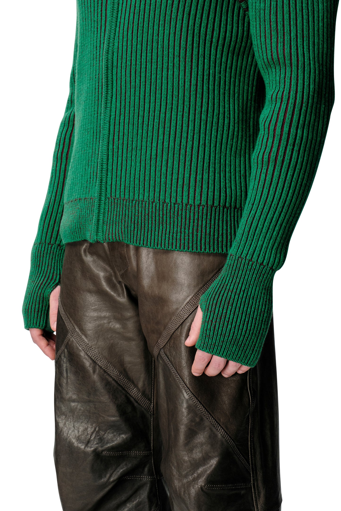 Mixed Rib Zip Up Cardigan