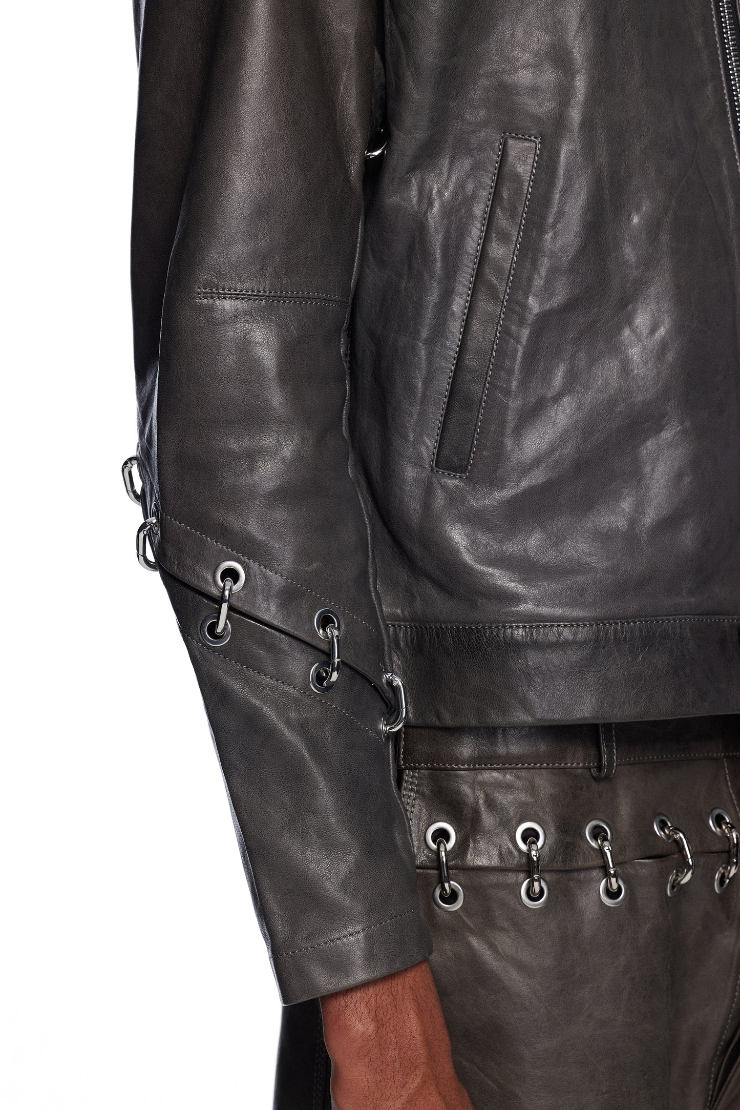 Chain Cuff Leather Jacket