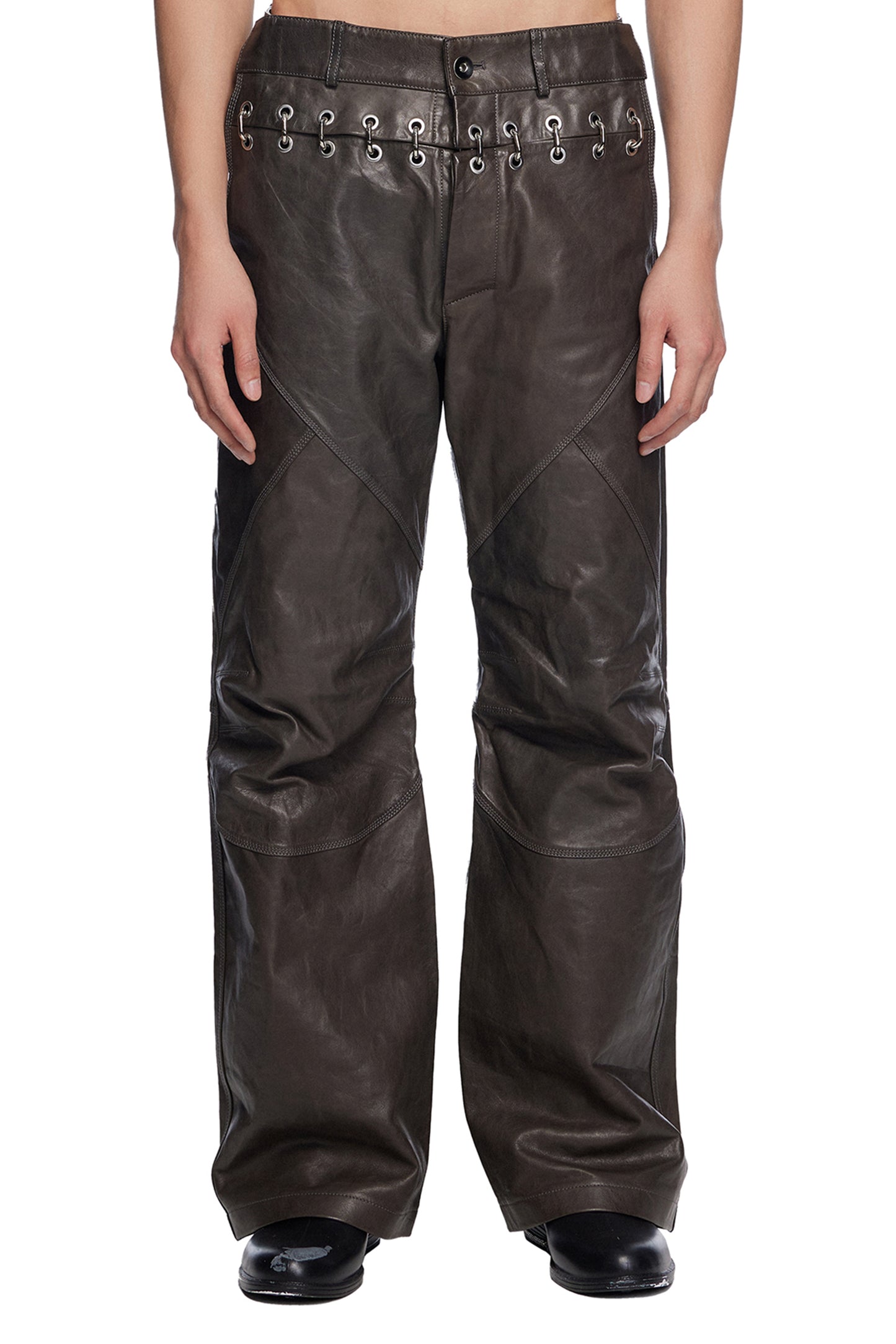 Chainlock Leather Biker Pants