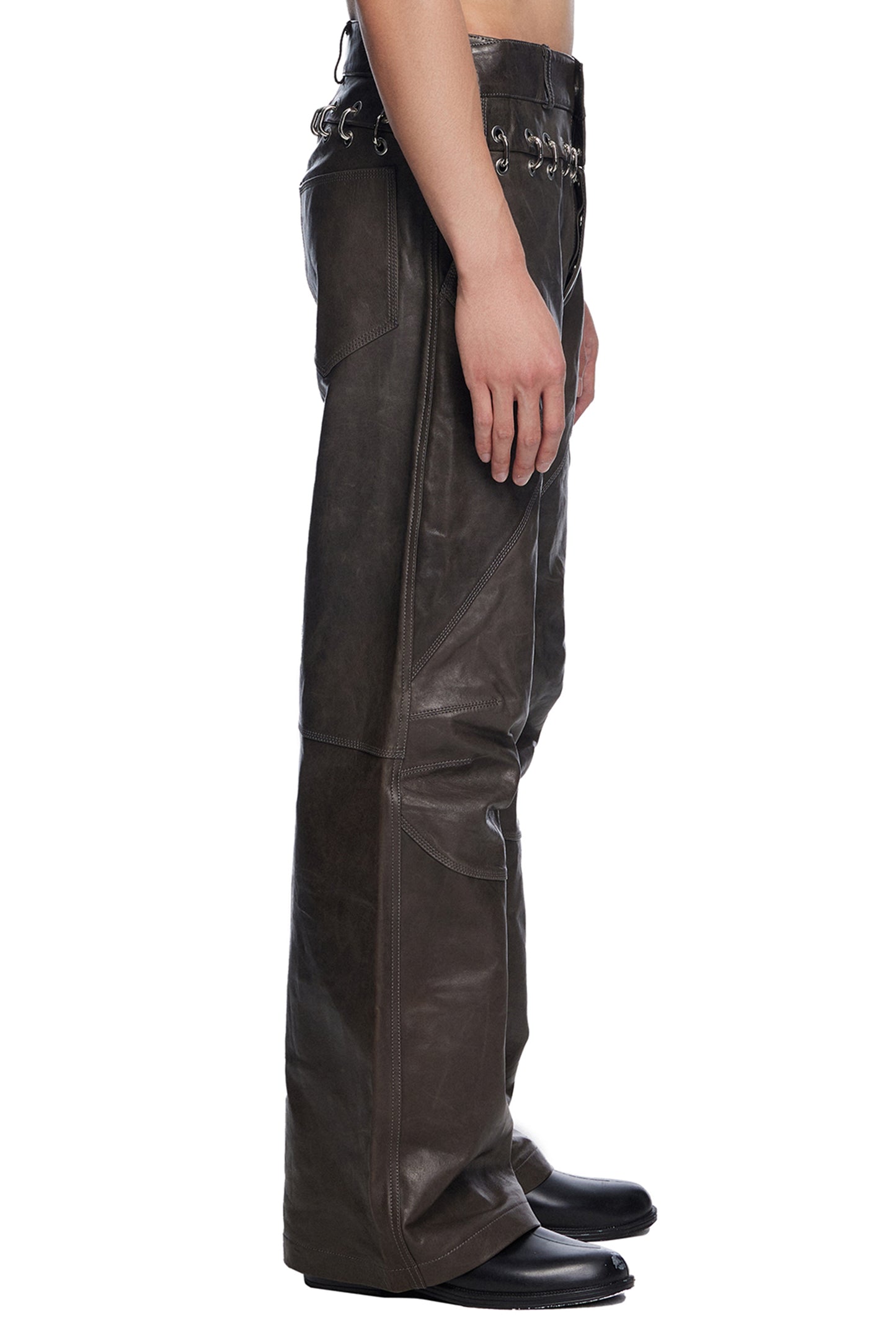 Chainlock Leather Biker Pants