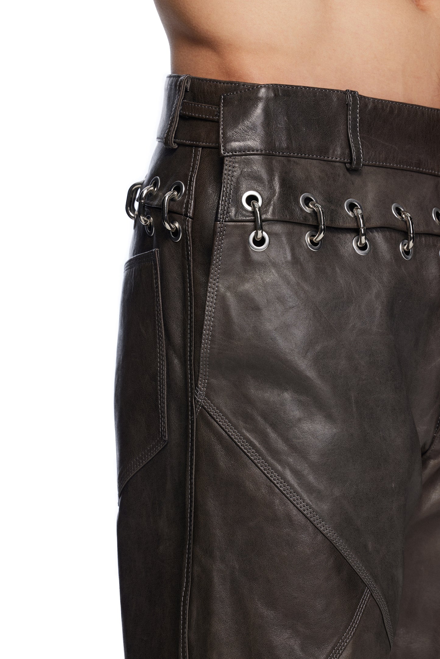 Chainlock Leather Biker Pants
