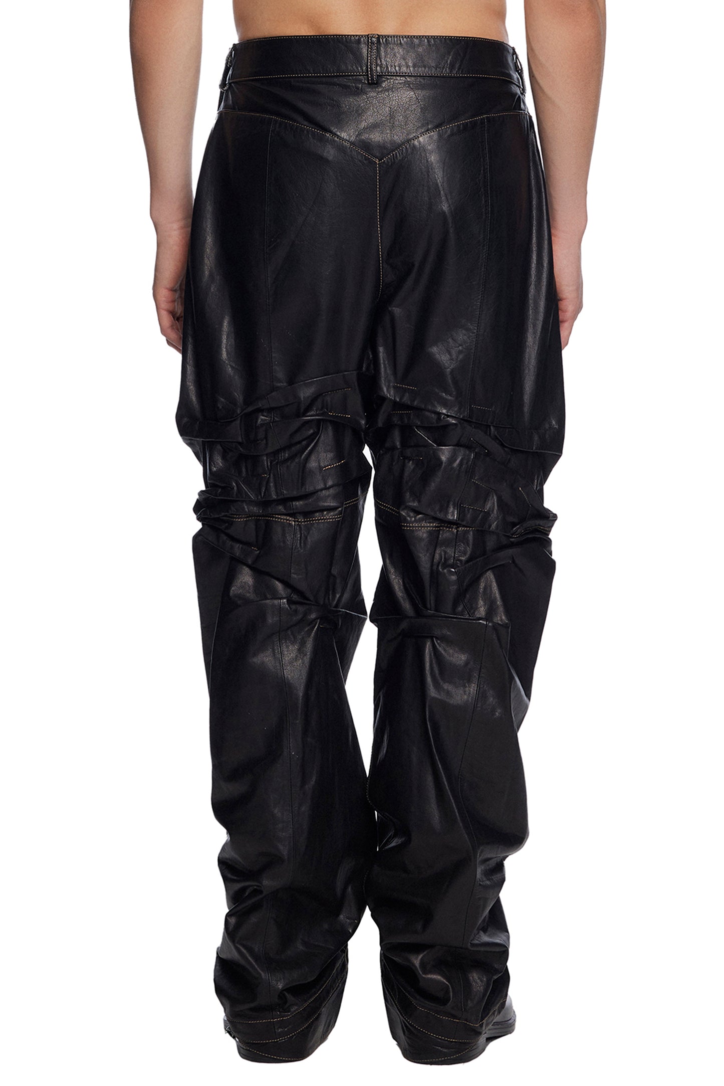 Gathered Leather Pants
