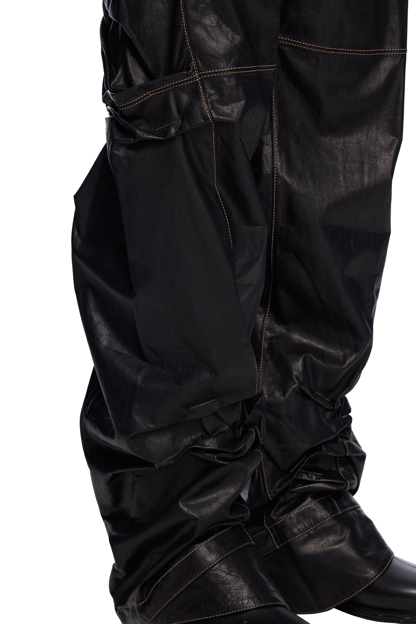 Gathered Leather Pants