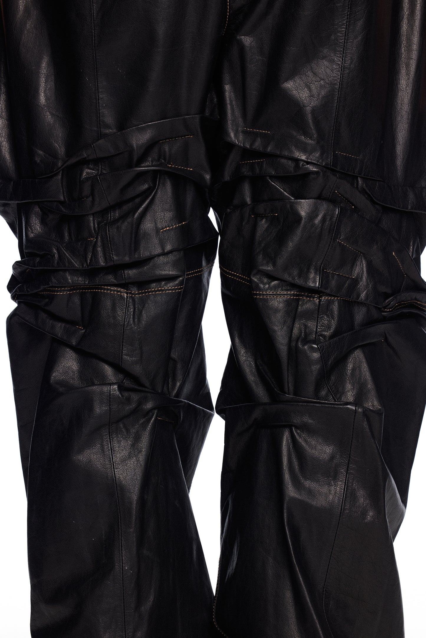 Gathered Leather Pants
