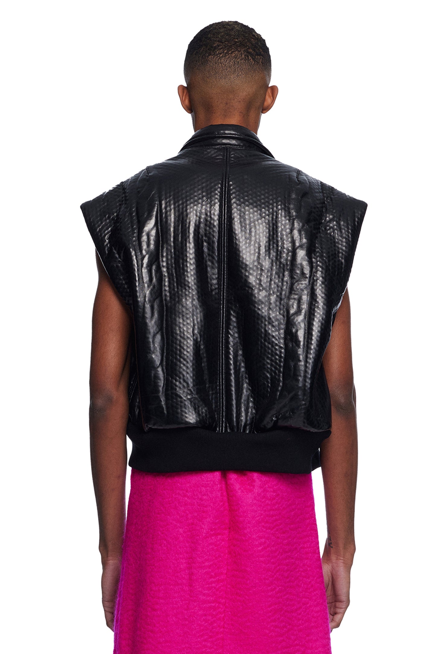 Leather Bonded Cable Knit Vest