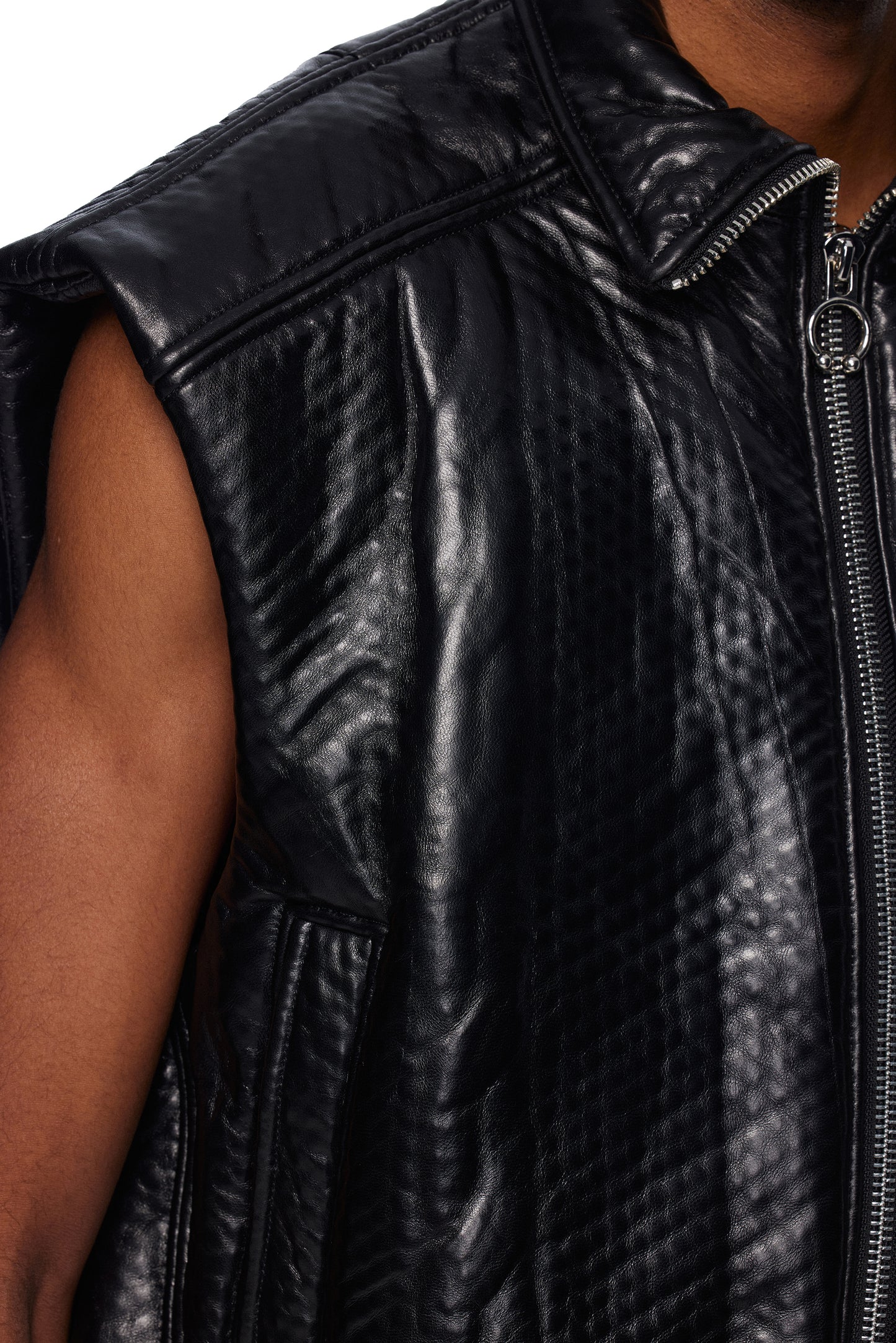 Leather Bonded Cable Knit Vest
