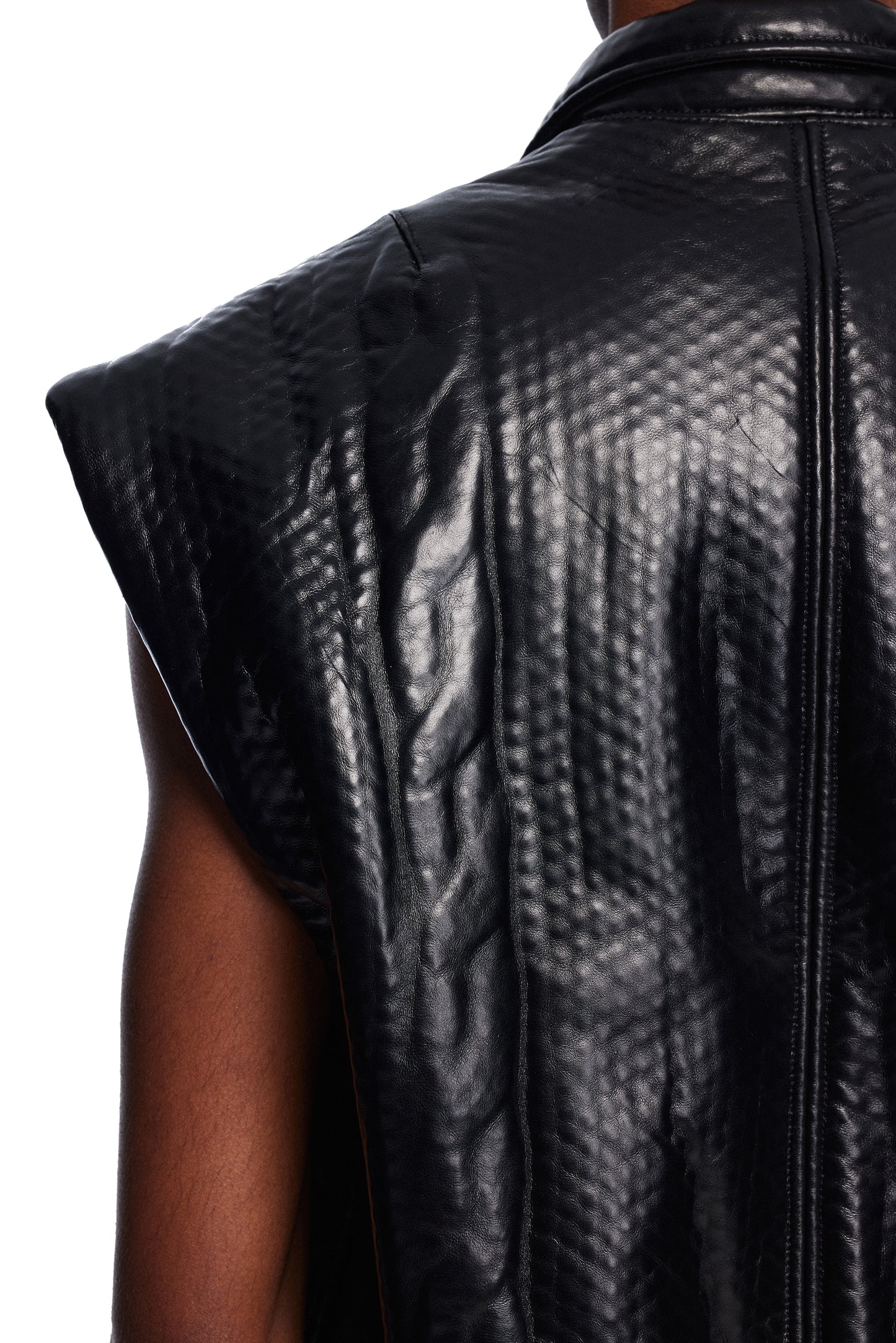 Leather Bonded Cable Knit Vest