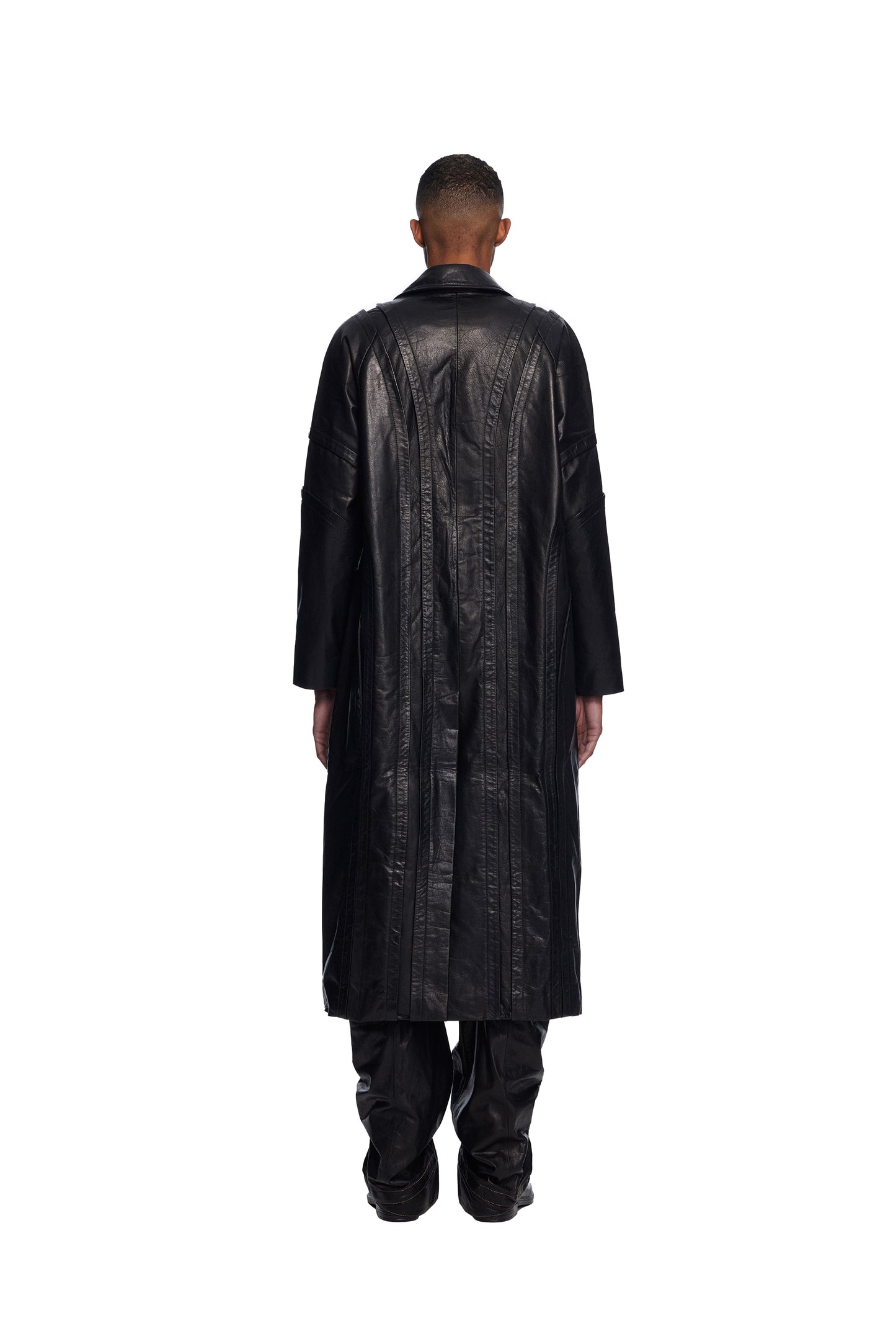 Panelled Leather Coat