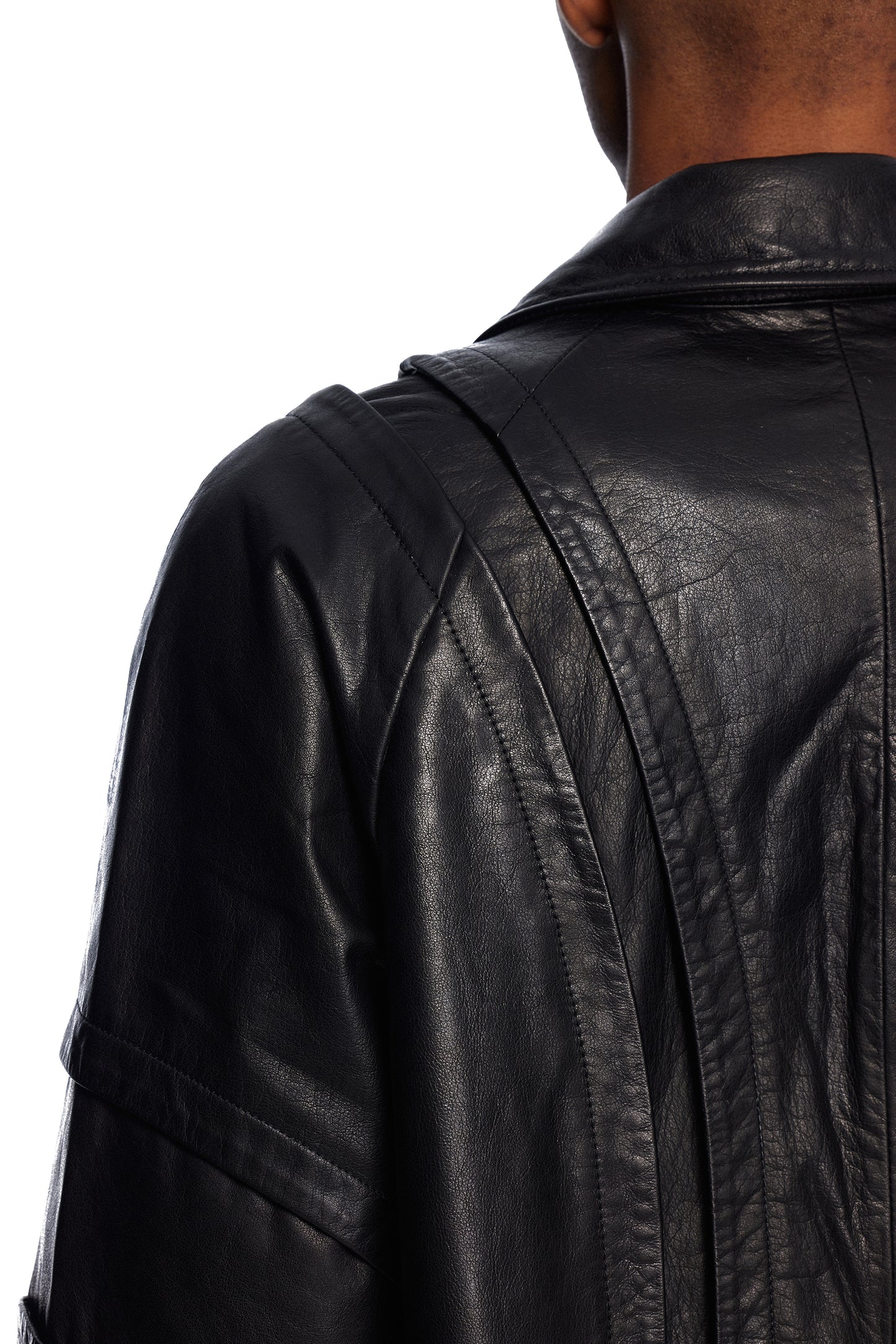 Panelled Leather Coat