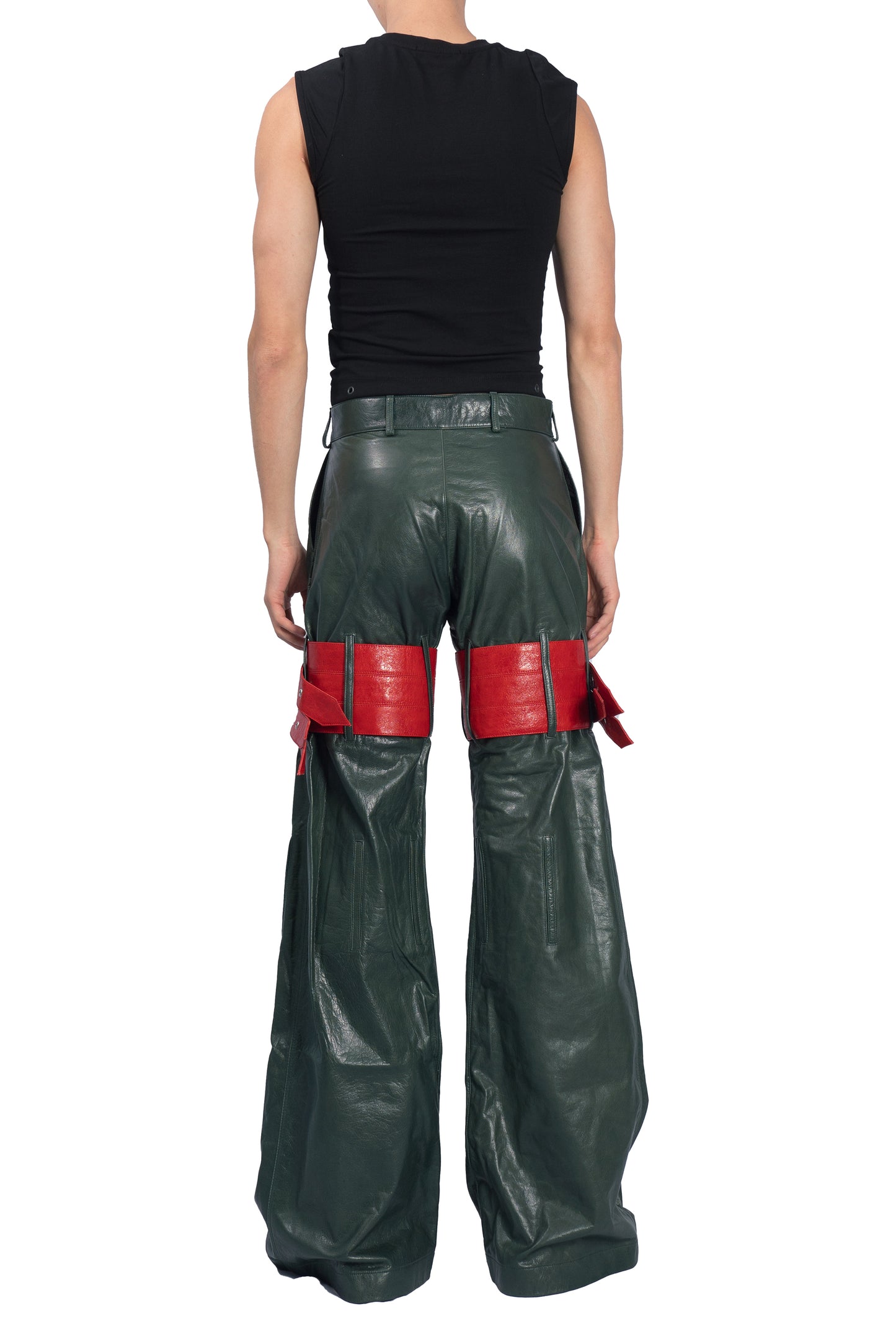 Belted Combat Leather Pants