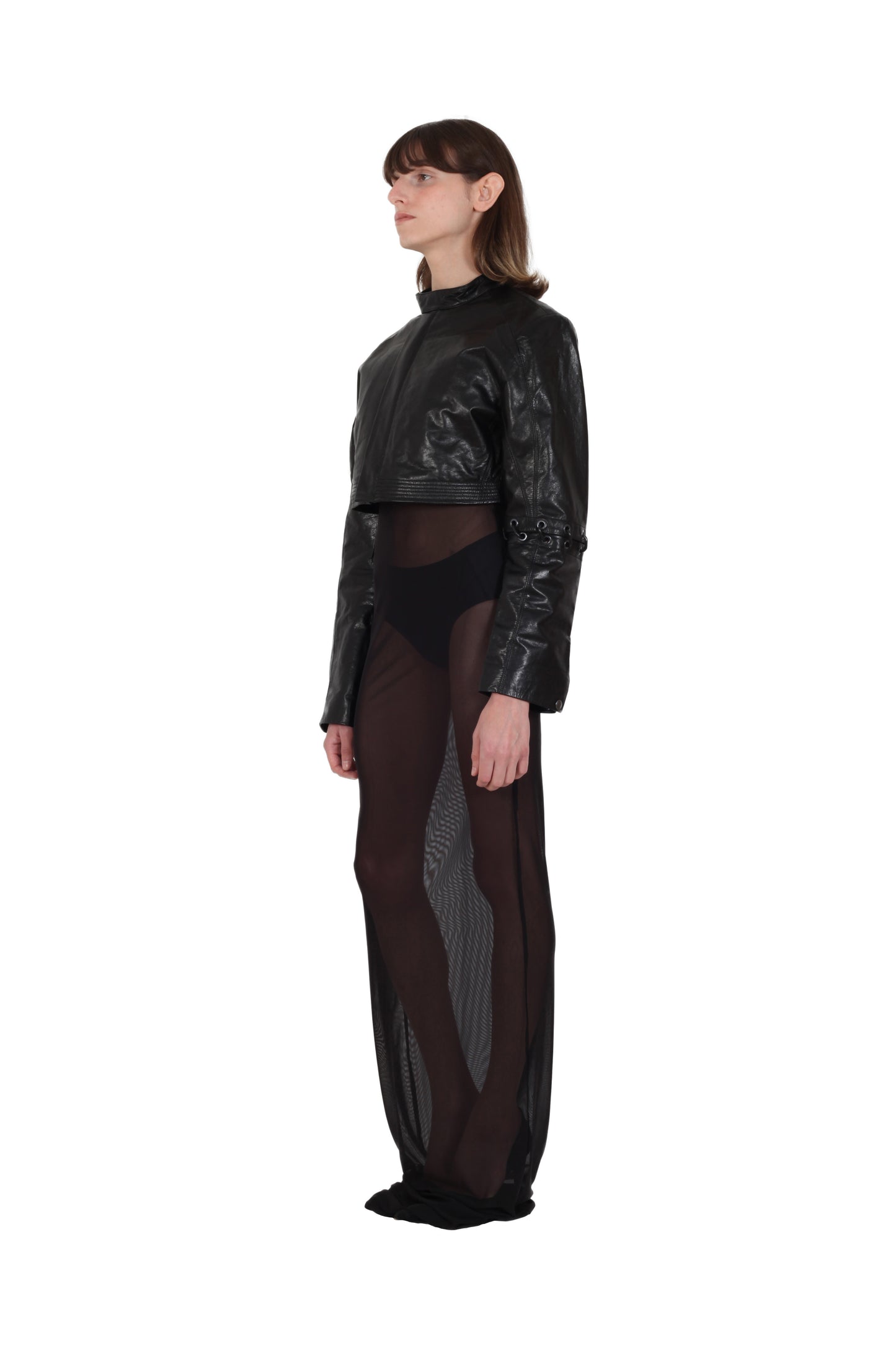 Cropped Chainlock Biker Jacket