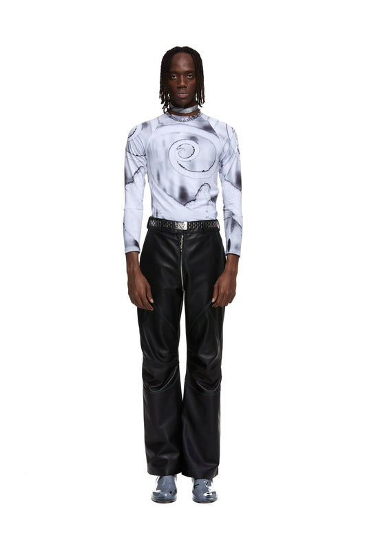 Panelled Leather Biker Pants