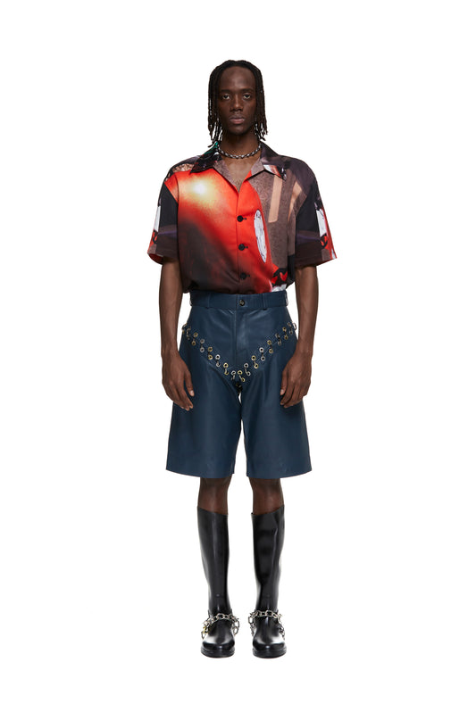 Chainlock Leather Shorts