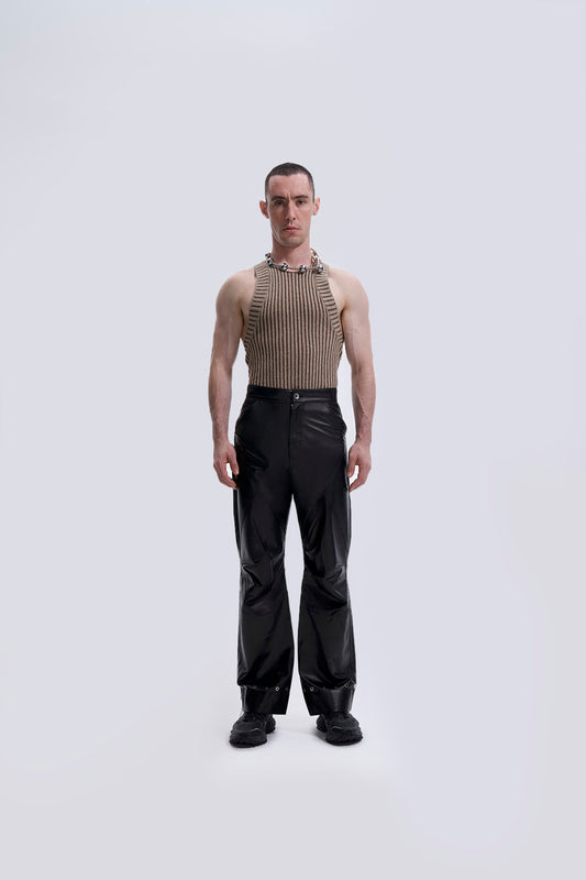 Biker Panelled Leather Trousers