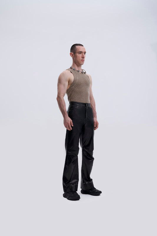 Biker Panelled Leather Trousers