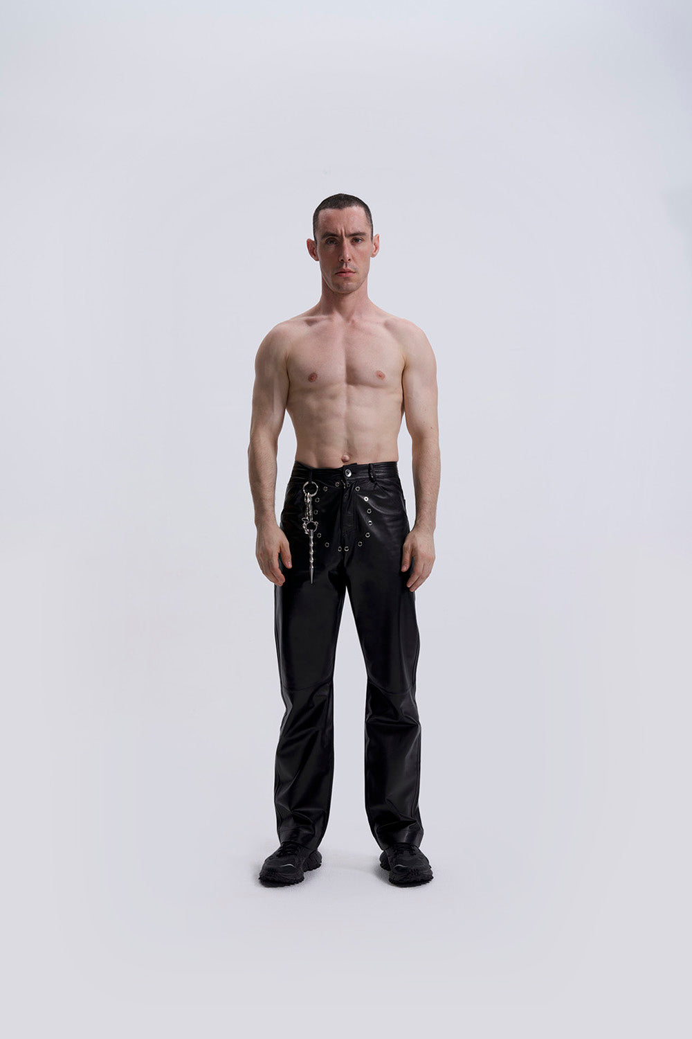 Peephole Leather Trousers