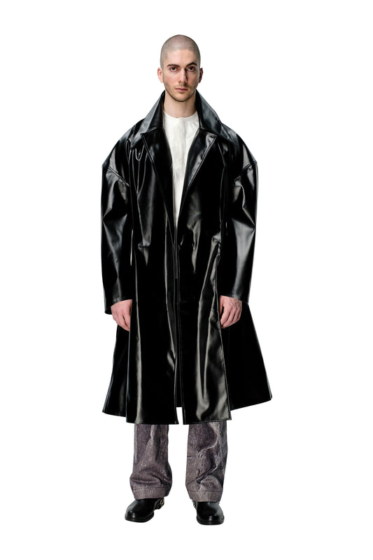 Drop Shoulder PU Coat