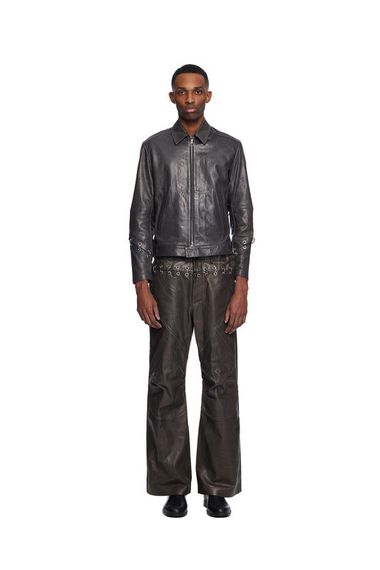 Chain Cuff Leather Jacket