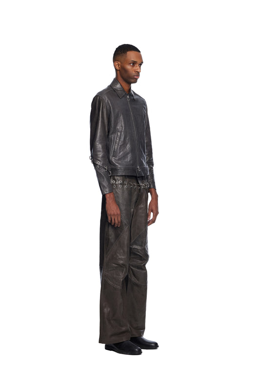 Chain Cuff Leather Jacket