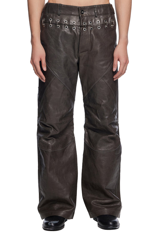 Chainlock Leather Biker Pants