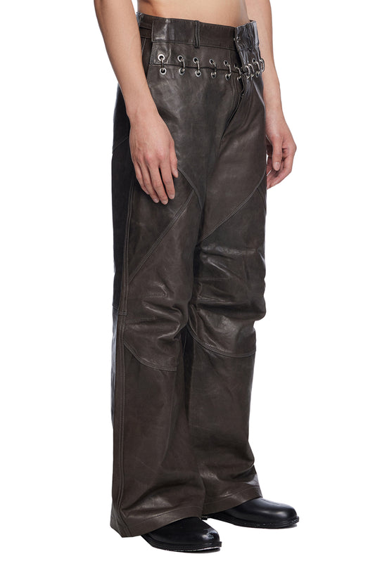 Chainlock Leather Biker Pants