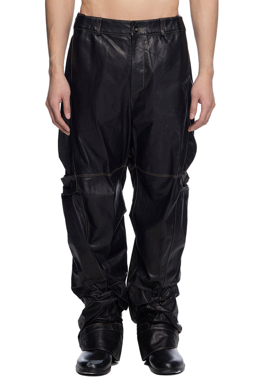 Gathered Leather Pants