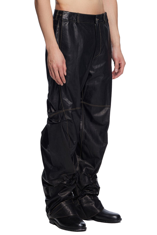 Gathered Leather Pants