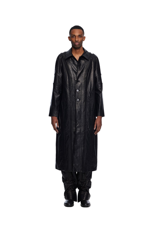 Panelled Leather Coat